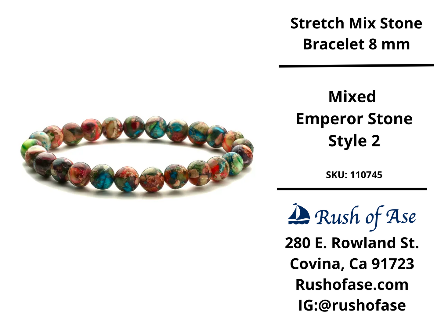 Stone Bracelet 8mm | Stretch Mix Stone Bracelet