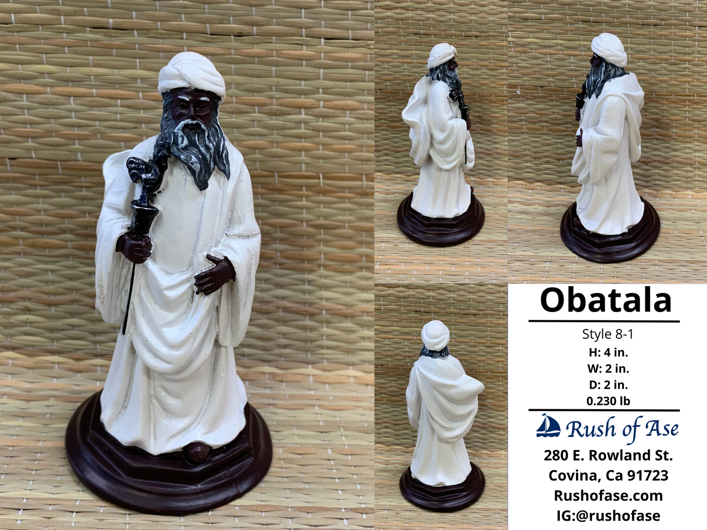 Orisa Statue | Obatala Resin Statue - 4" | Style 8-1