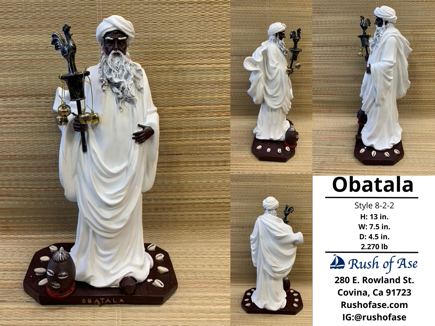 Orisa Statue | Obatala Resin Statue | 13" | Style 8-2