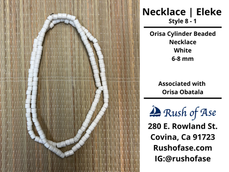 Ifa Necklace | Single Strand Large Cylinder Beaded Necklace| Obatala