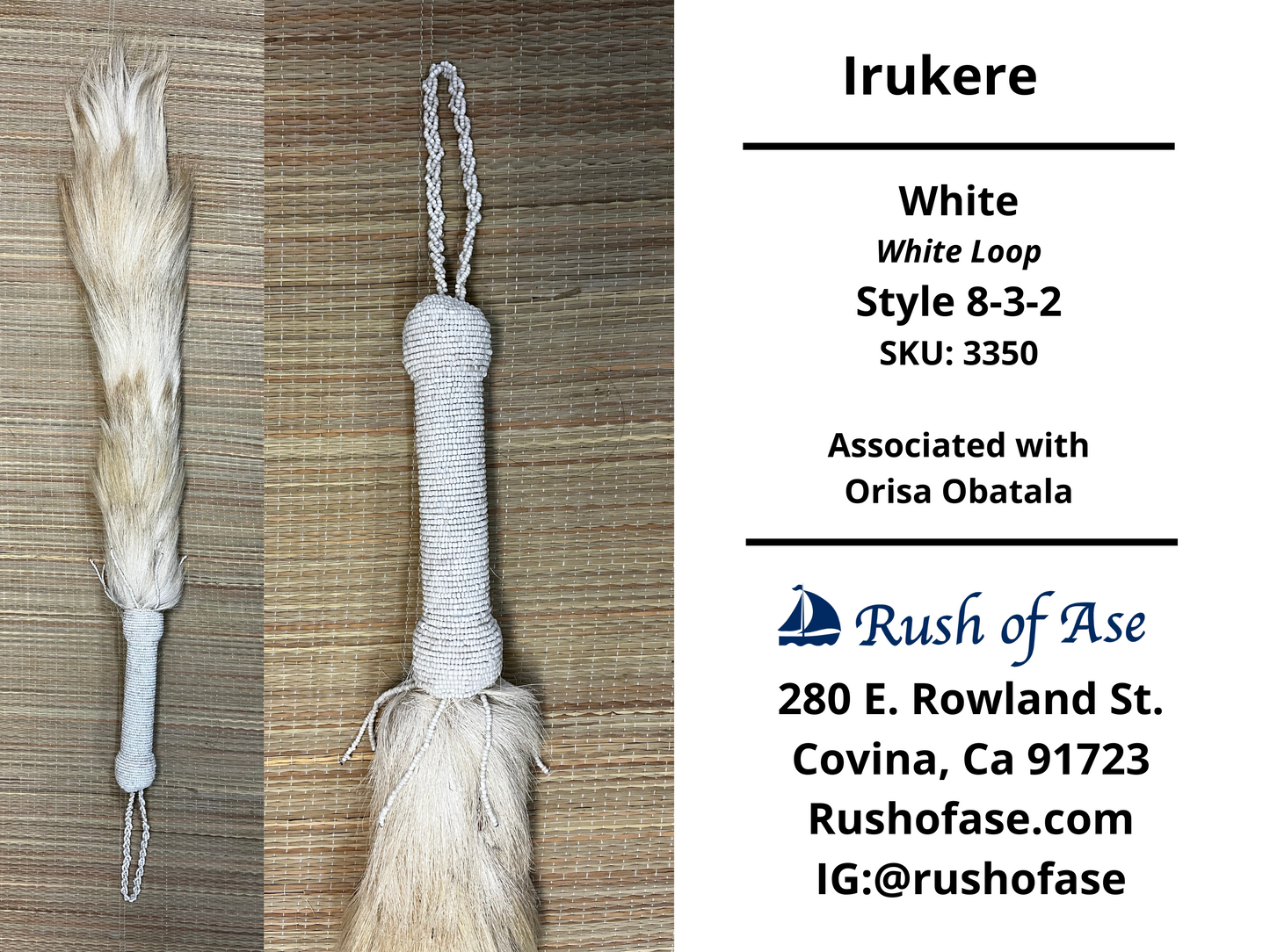 Irukere Big | Horsetail-fly-whisk | cow tail -fly-whisk  | Sheep Wool fly-whisk  [FREE SHIPPING USA]