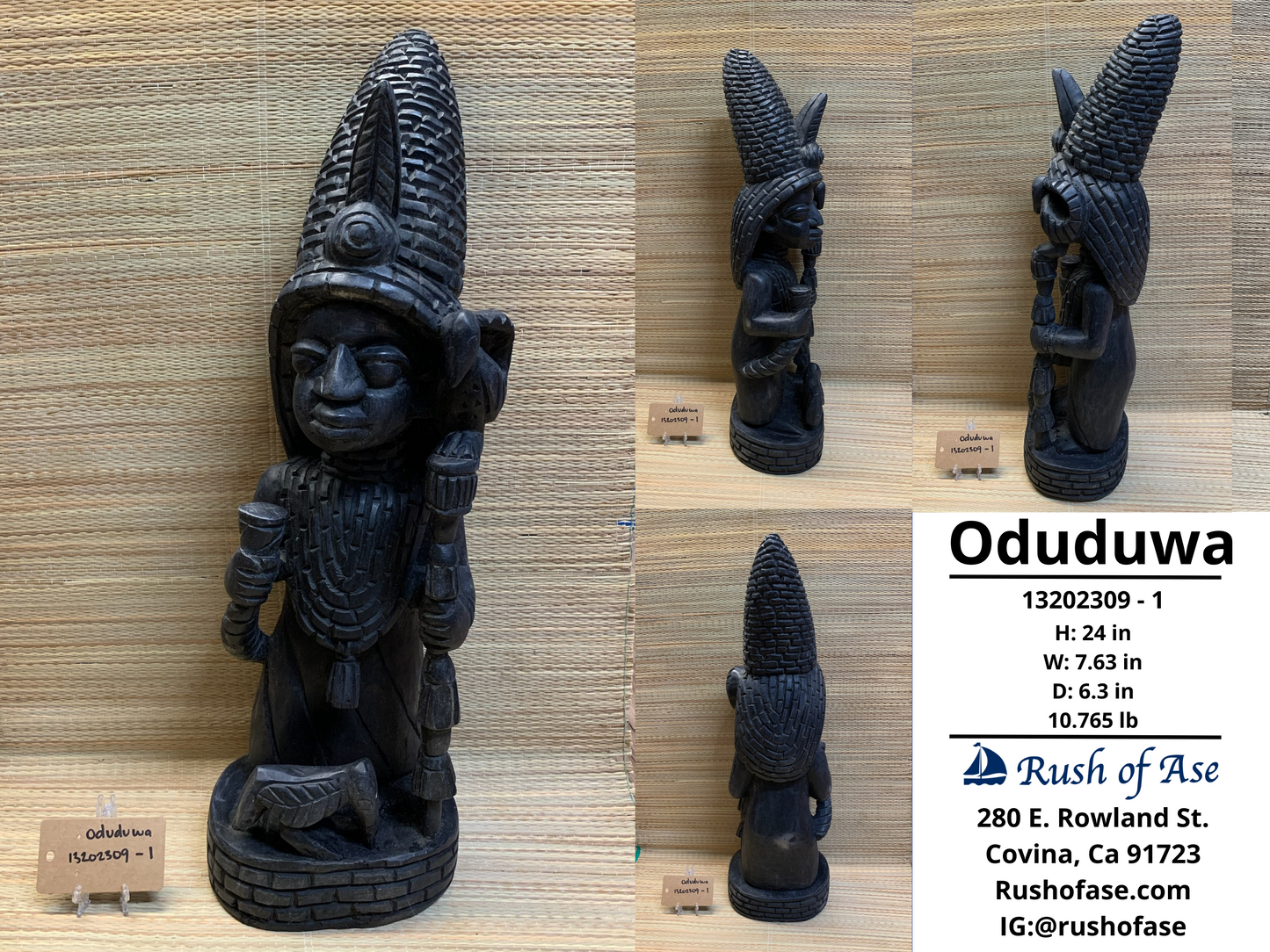 Orisa Statues | Wooden Statues | Oduduwa Wooden Black Statue