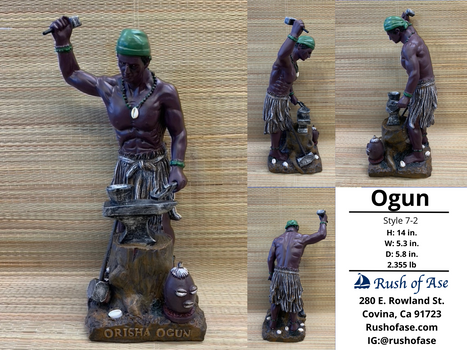 Orisa Statue | Ogun Resin Statue - 14" | Style 2