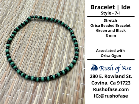 Bracelet | Ide | Stretch Bracelet - Small Beads – 3mm – Green and Black | Ogun – Style 7-1