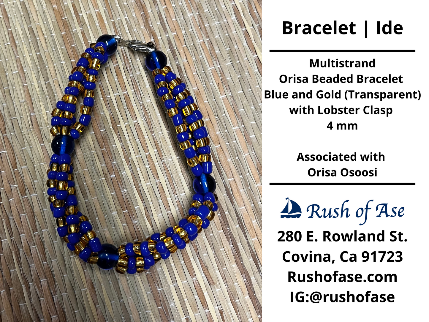 Bracelets | Orisa Multistrand Beaded Bracelet – Blue and Gold (Transparent) with Lobster Clasp – 4mm | Osoosi Bracelet - Style 4-1
