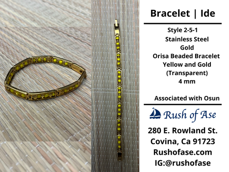 Bracelets | Orisa Bracelets | Ide | Stainless Steel Metal Beaded Bracelets – Yellow and Gold (Transparent) | Osun
