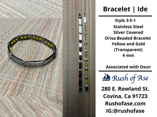 Bracelets | Orisa Bracelets | Ide | Stainless Steel Metal Beaded Bracelets – Yellow and Gold (Transparent) | Osun