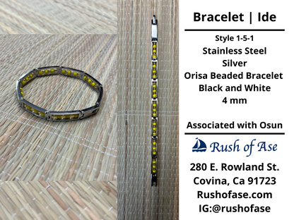 Bracelets | Orisa Bracelets | Ide | Stainless Steel Metal Beaded Bracelets – Yellow and Gold (Transparent) | Osun