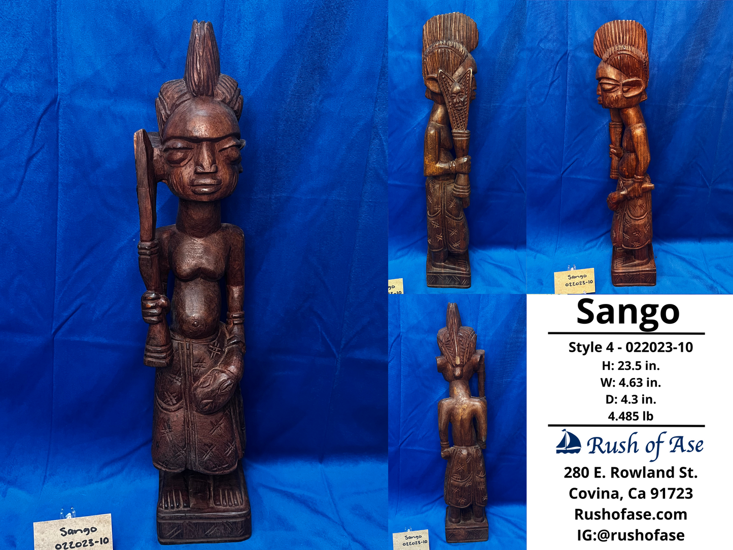 Orisa Statues | Sango Wood Statue - Style 4