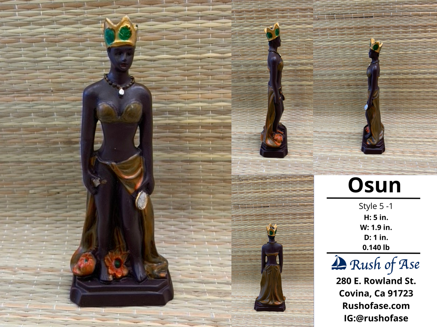Orisa Statue | Osun Resin Statue - 5" | Style 5-1