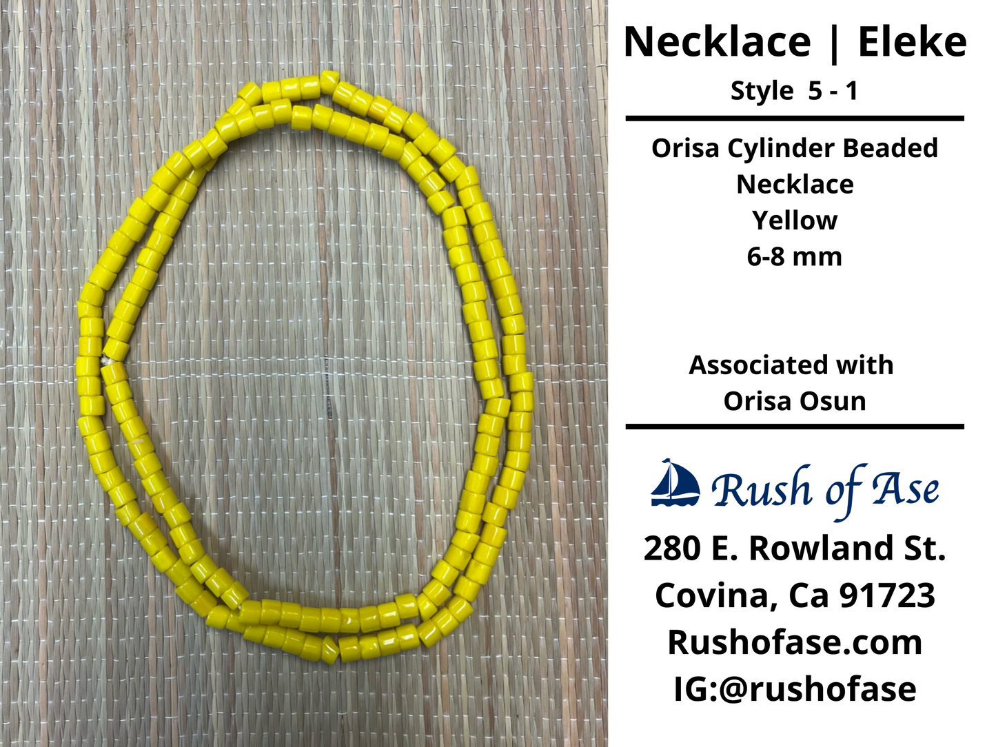 Ifa Necklace | Single Strand Large Cylinder Beaded Necklace| Osun