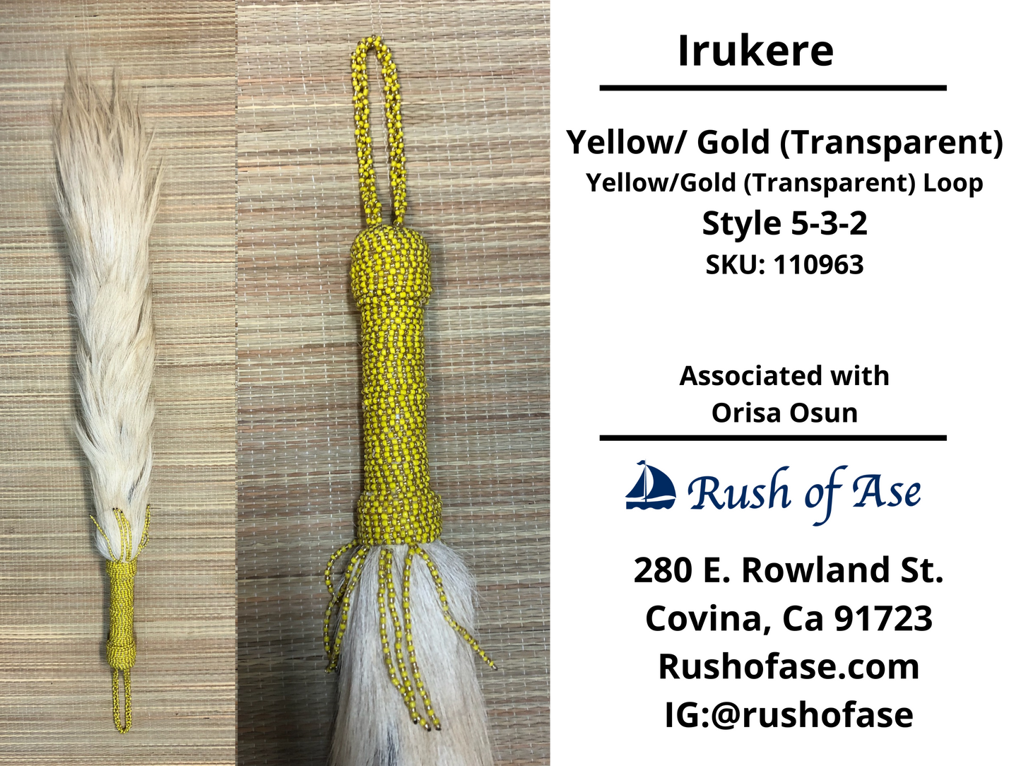 Irukere Big | Horsetail-fly-whisk | cow tail -fly-whisk  | Sheep Wool fly-whisk  [FREE SHIPPING USA]