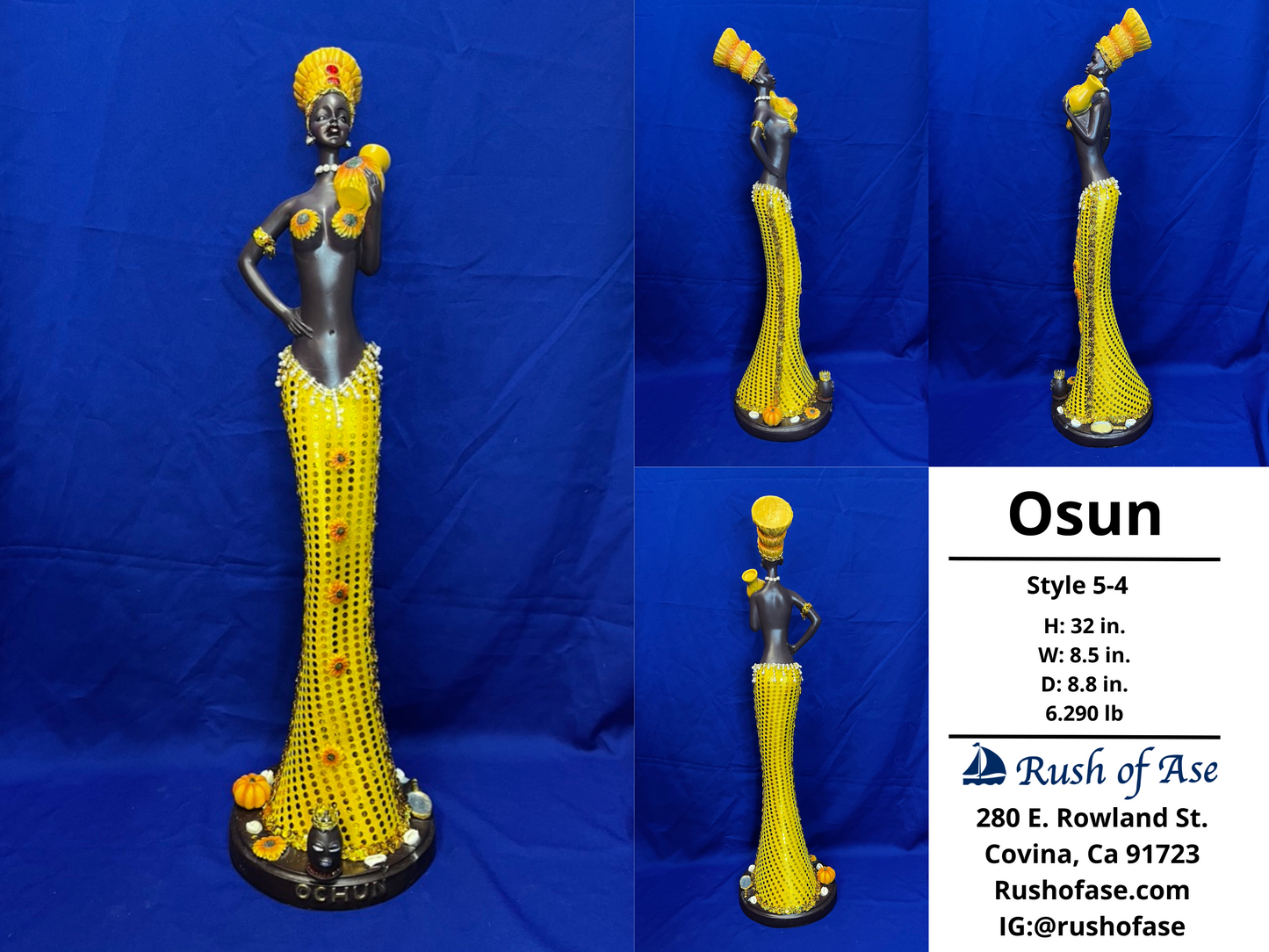 Orisa Statue | Osun Resin Statue - 32" | Style 5-4  [FREE SHIPPING USA]