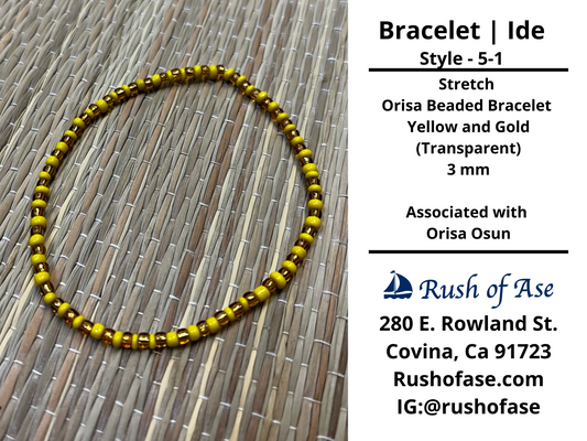 Bracelet | Ide | Stretch Bracelet - Small Beads – 3mm – Yellow and Gold (Transparent) | Osun – Style 5-1