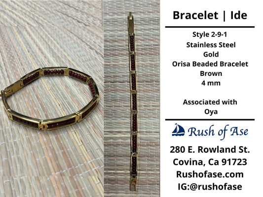 Bracelets | Orisa Bracelets | Ide | Stainless Steel Metal Beaded Bracelets – Brown | Oya