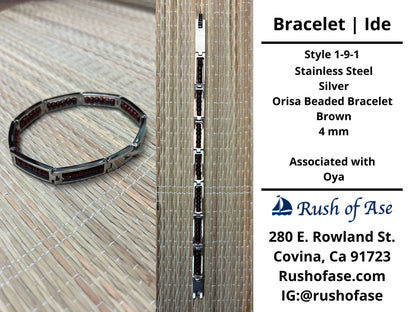 Bracelets | Orisa Bracelets | Ide | Stainless Steel Metal Beaded Bracelets – Brown | Oya