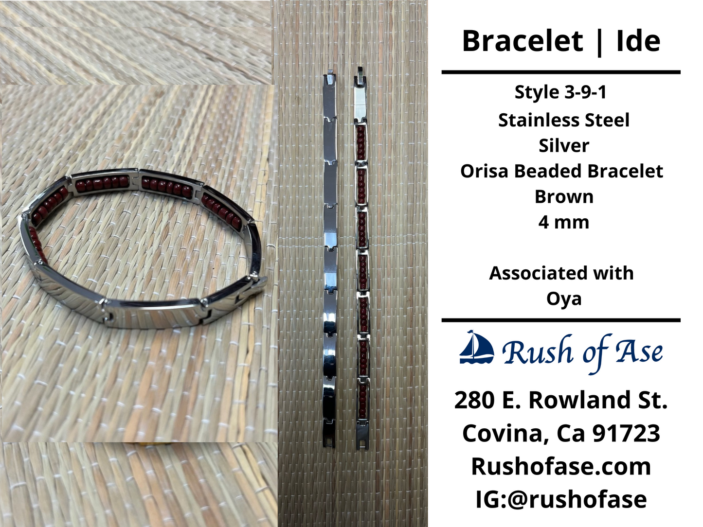 Bracelets | Orisa Bracelets | Ide | Stainless Steel Metal Beaded Bracelets – Brown | Oya