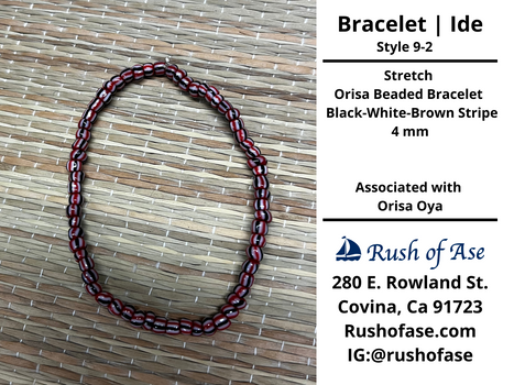 Bracelet | Ide | Stretch Bracelet - Small Beads – 4mm – Black-White-Brown Stripe | Oya - Style 9-2