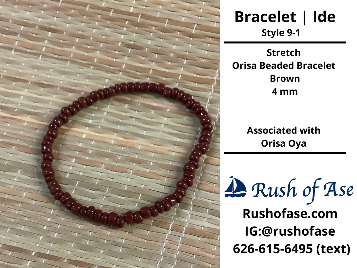 Bracelets | Ide | Stretch Orisa Beaded Bracelet – Brown – 4mm | Bracelets | Ide | Stretch Orisa Beaded Bracelet – Brown – 4mm |  Oya Bracelet - Style 9-1