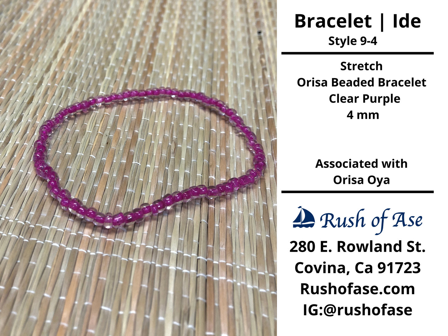 Bracelets | Ide | Stretch Orisa Beaded Bracelet – Clear Purple – 4mm | Bracelets | Ide | Stretch Orisa Beaded Bracelet – Brown – 4mm |  Oya Bracelet - Style 9-4