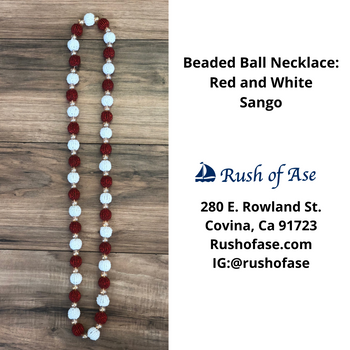Necklaces | Orisa Beaded Ball Necklaces | Sango - Red and White