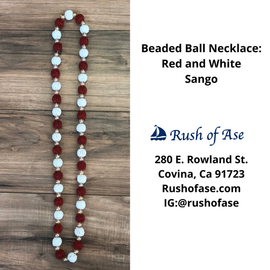 Necklaces | Orisa Beaded Ball Necklaces | Sango - Red and White [FREE SHIPPING USA]