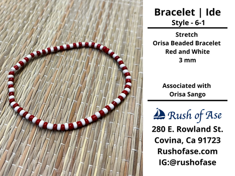 Bracelet | Ide | Stretch Bracelet - Small Beads – 3mm – Red and White | Sango – Style 6-1