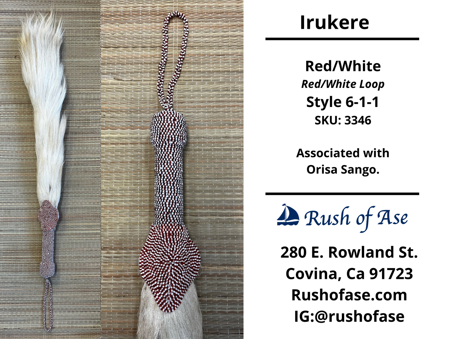 Irukere Big | Horsetail-fly-whisk | cow tail -fly-whisk  | Sheep Wool fly-whisk  [FREE SHIPPING USA]