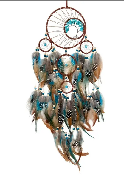 Dreamcatcher Multi-Ring Feather, Beads, and Stones