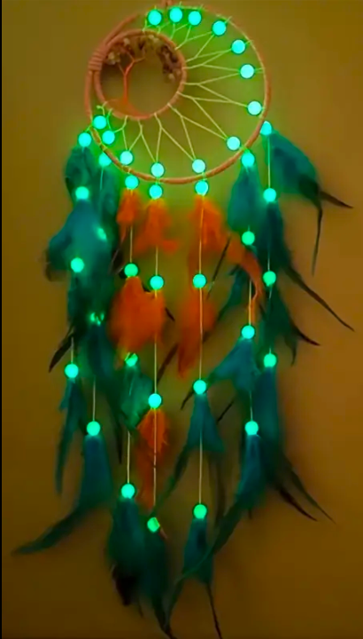 Dreamcatcher Luminous Beads, Feathers, and Stones