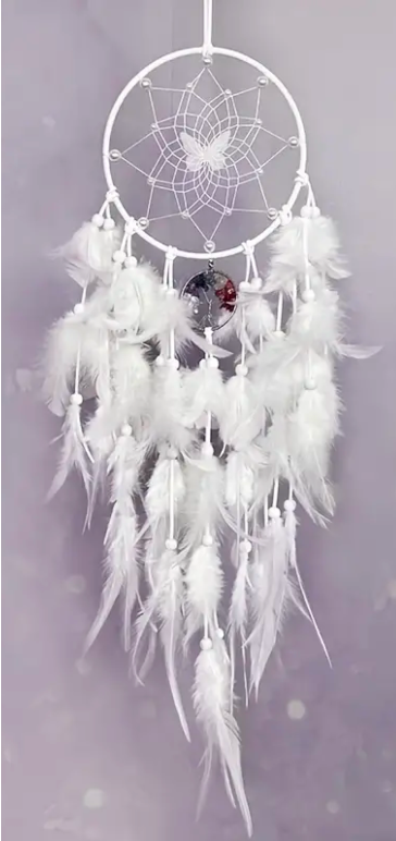 Dreamcatcher | Butterfly Dreamcatcher Feather, Beads, and Stones