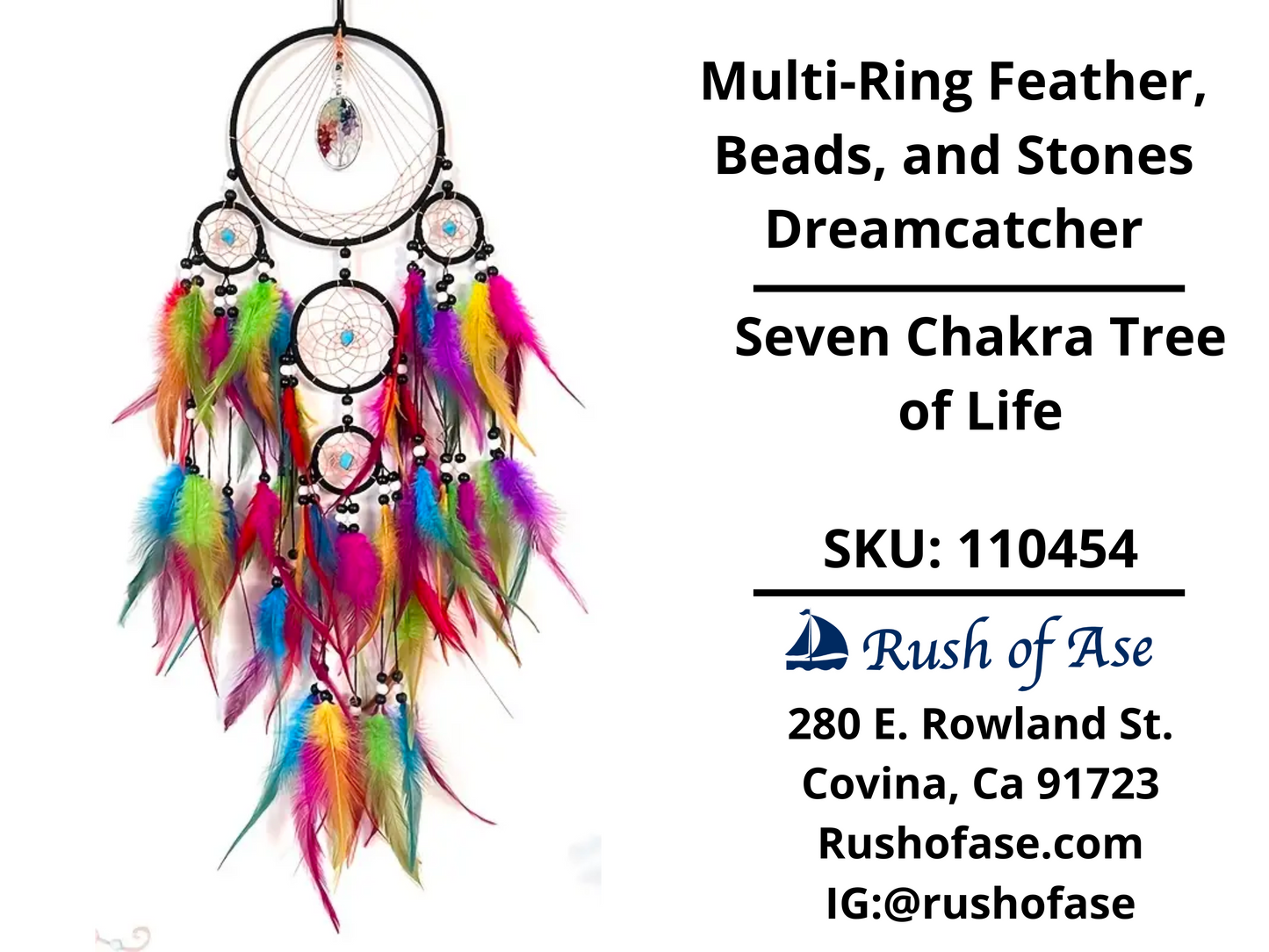 Dreamcatcher Multi-Ring Feather, Beads, and Stones