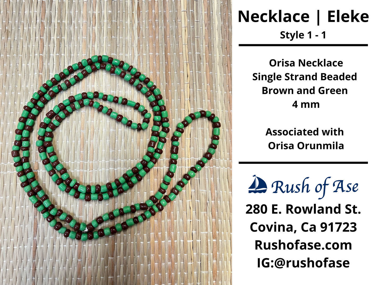 Necklaces | Eleke | Orisa Necklace - Single Strand Beaded Necklace - 4mm | Orunmila - Style 1-1