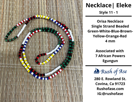 Necklaces | Eleke | Orisa Necklace - Single Strand Beaded Necklace - 4mm | 7 African Powers - Egungun - Style 11-1
