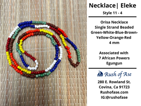 Necklaces | Eleke | Orisa Necklace - Single Strand Beaded Necklace - 4mm | 7 African Powers - Egungun - Style 11-4