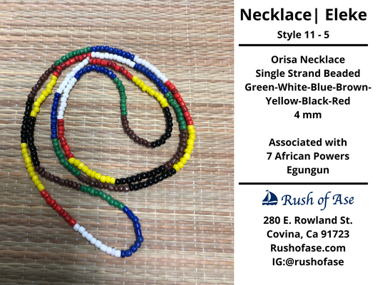 Necklaces | Eleke | Orisa Necklace - Single Strand Beaded Necklace - 4mm | 7 African Powers - Egungun - Style 11-5