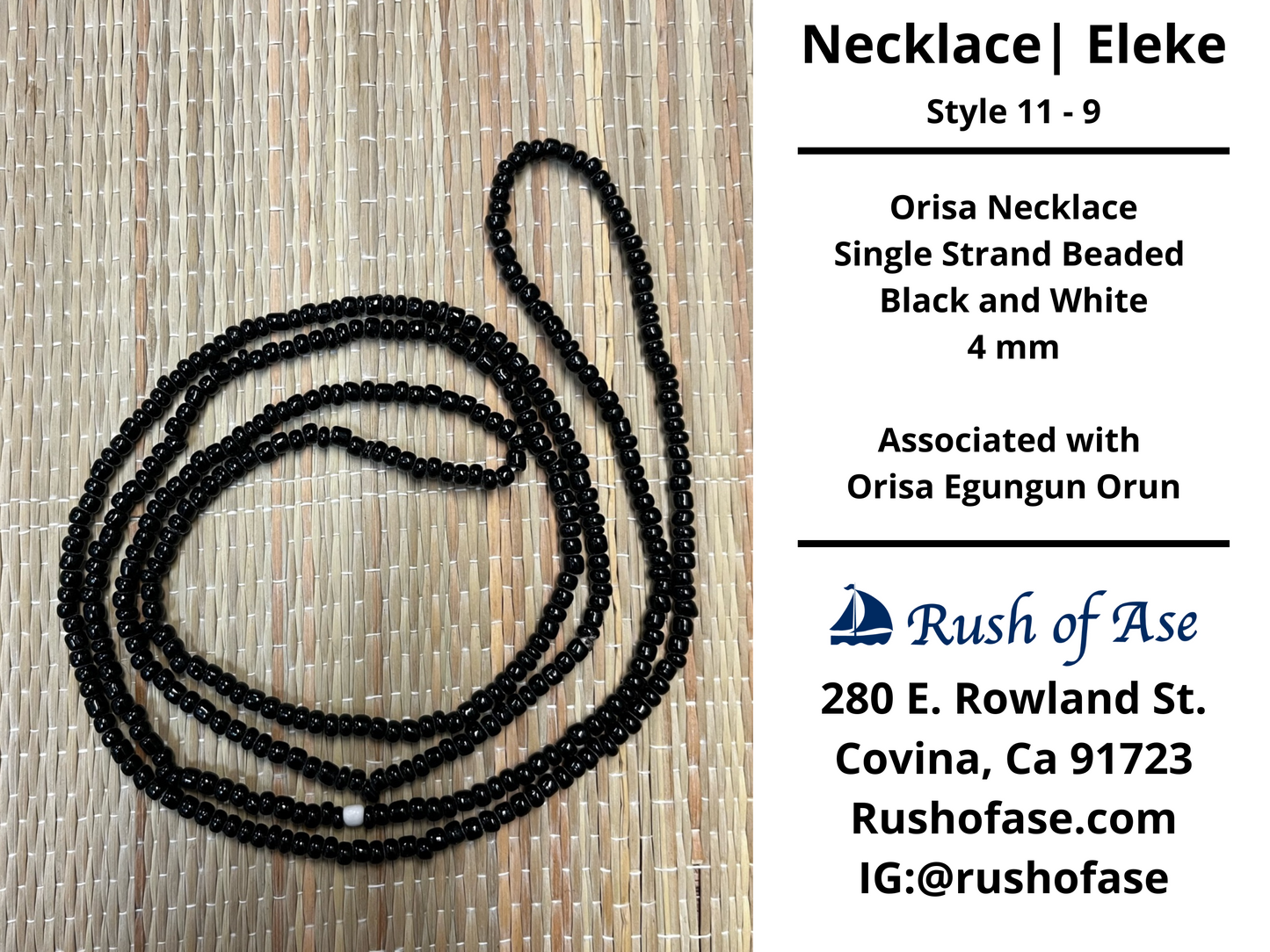Necklaces | Eleke | Orisa Necklace - Single Strand Beaded Necklace - 4mm | Egungun Orun - Style 11-9