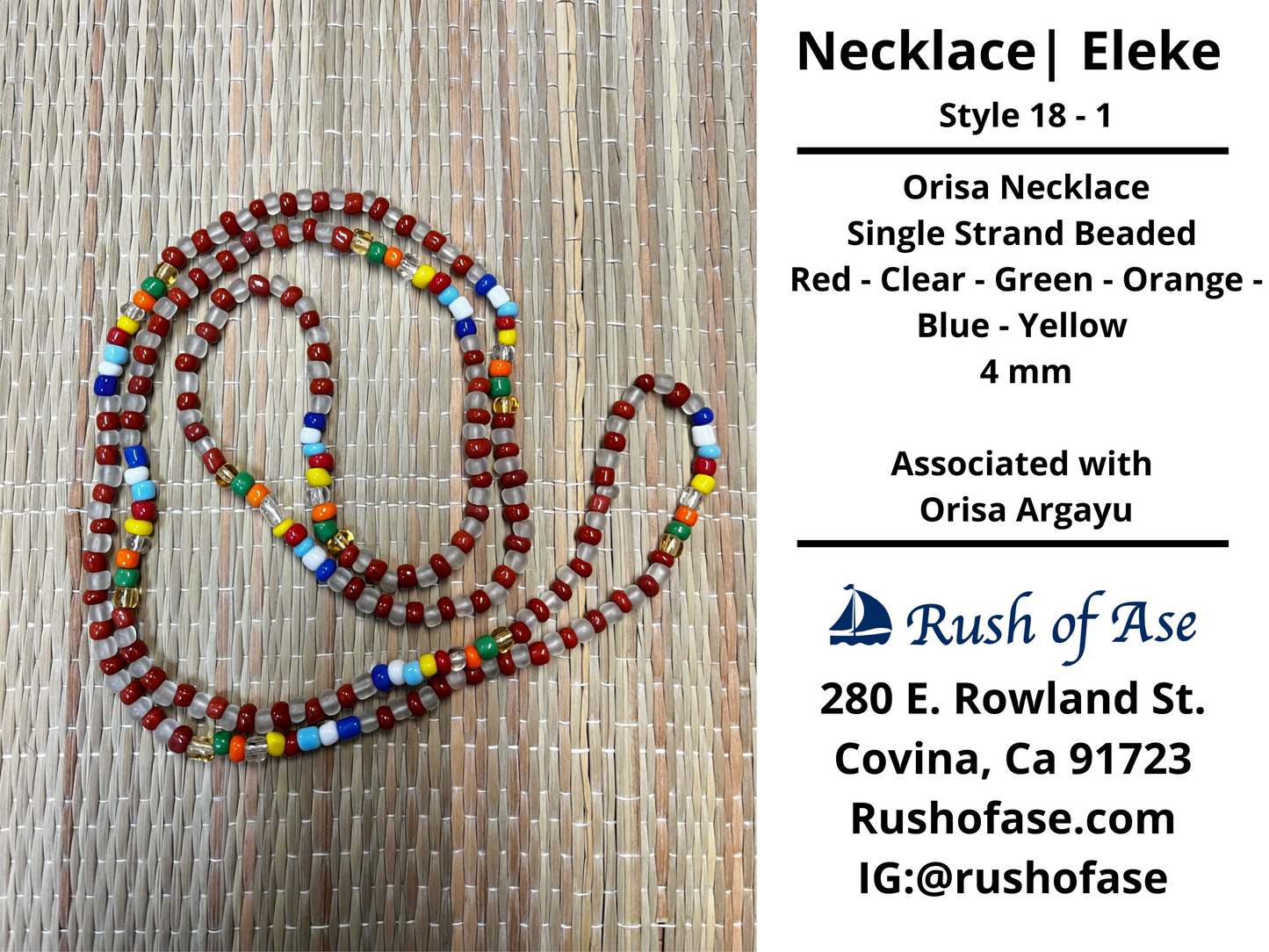 Necklaces | Eleke | Orisa Necklace - Single Strand Beaded Necklace - 4mm | Argayu - Style 18-1