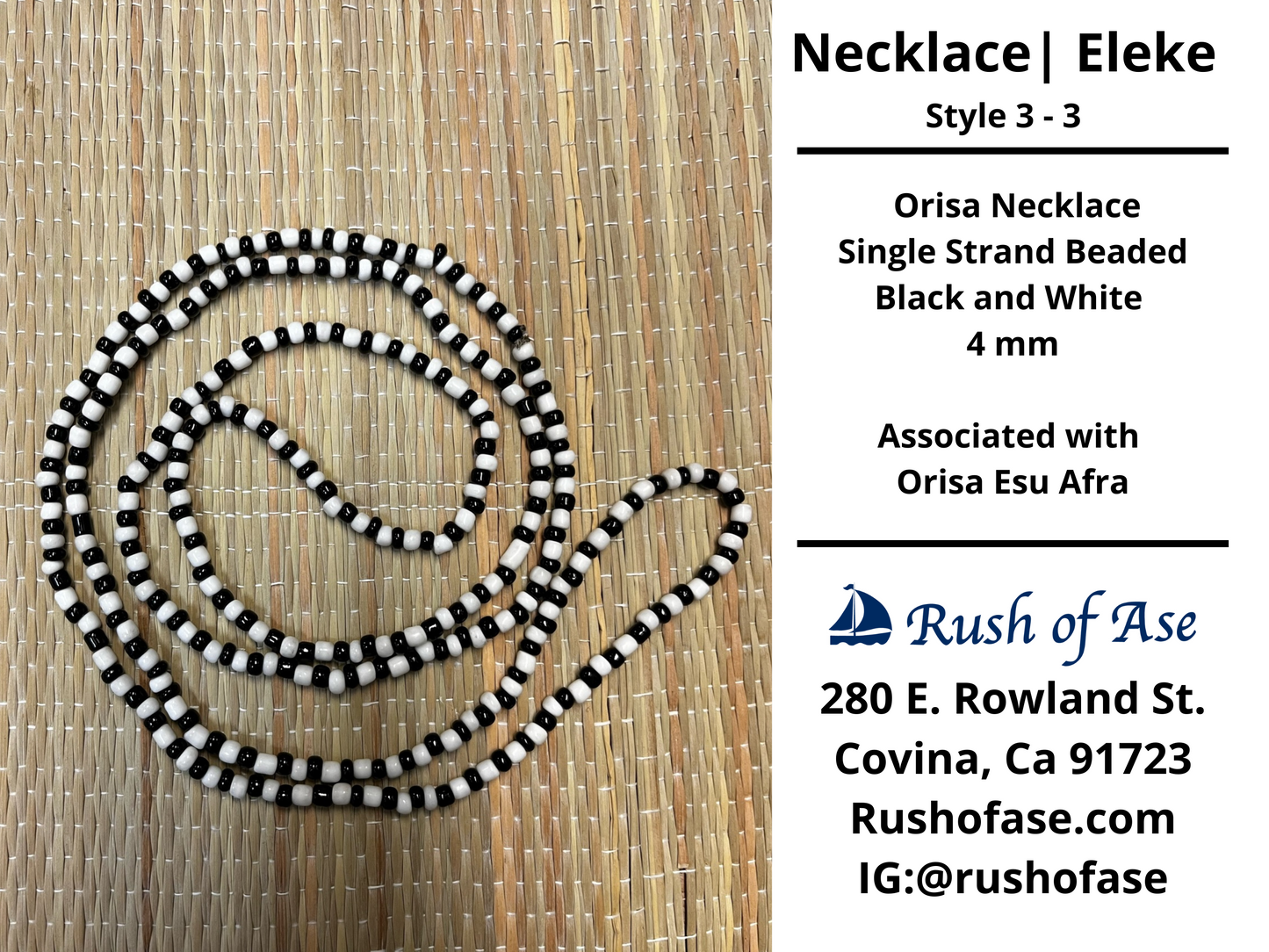 Necklaces | Eleke | Orisa Necklace - Single Strand Beaded Necklace - 4mm | Esu Afra- Style 3-3