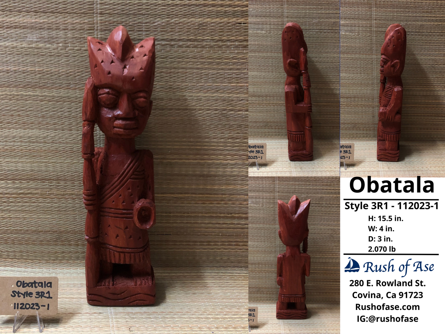 Orisa Statues | Obatala Wood Statue - Style 3R1