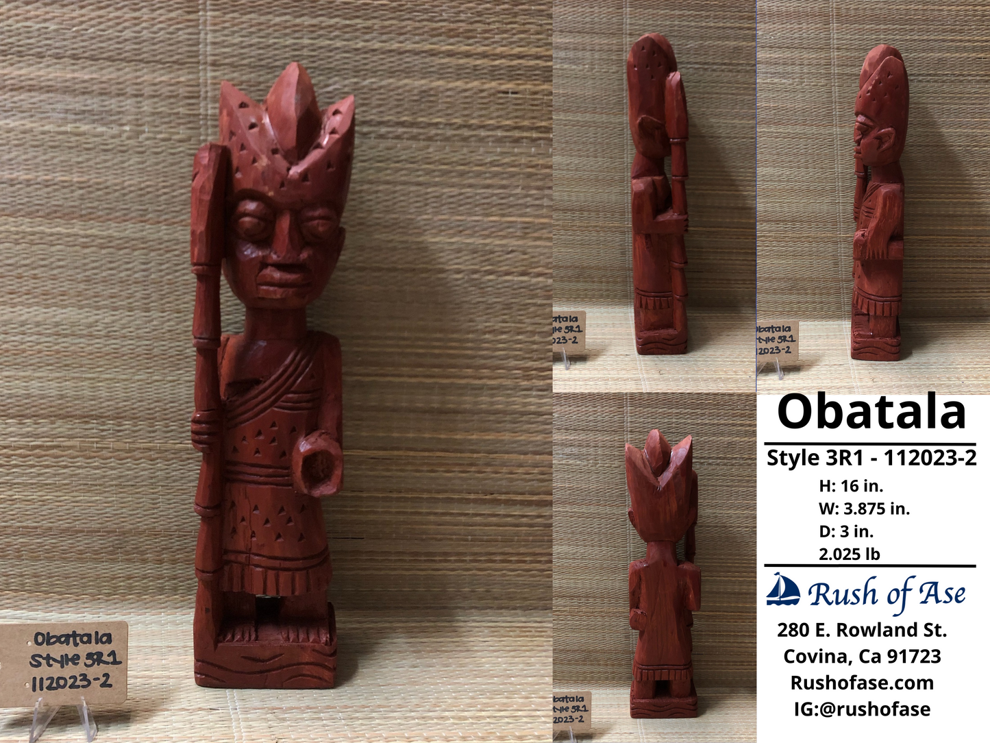 Orisa Statues | Obatala Wood Statue - Style 3R1