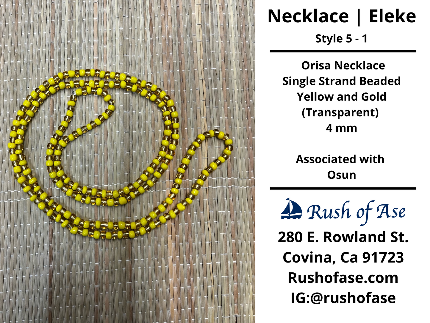 Necklaces | Eleke | Orisa Necklace - Single Strand Beaded Necklace - 4mm | Osun - Style 5-1