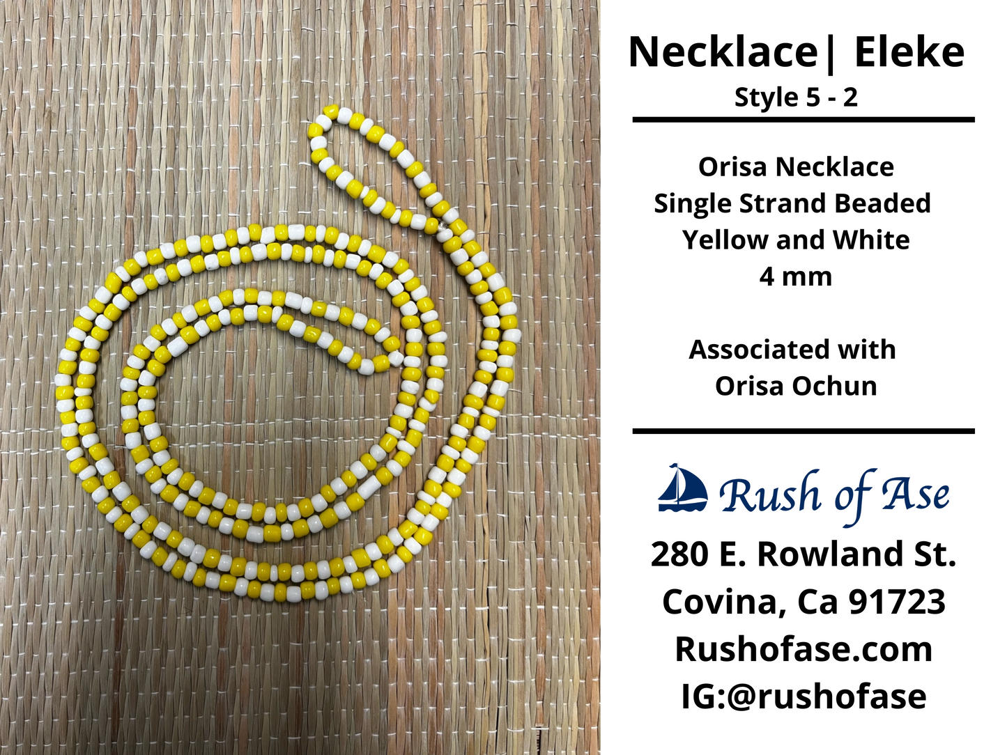 Necklaces | Eleke | Orisa Necklace - Single Strand Beaded Necklace - 4mm | Osun - Style 5-2