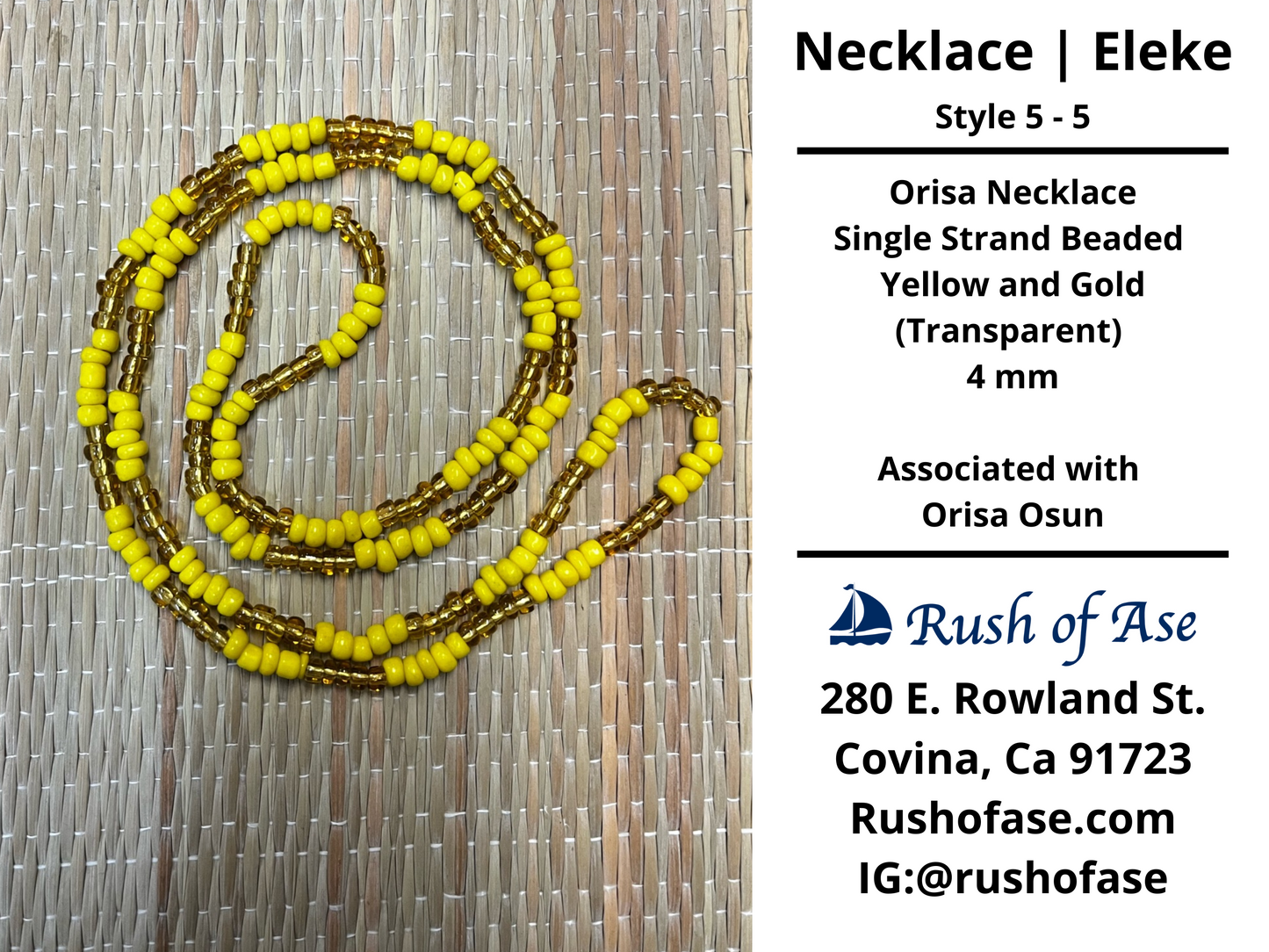 Necklaces | Eleke | Orisa Necklace - Single Strand Beaded Necklace - 4mm | Osun - Style 5-5
