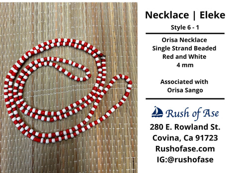Necklaces | Eleke | Orisa Necklace - Single Strand Beaded Necklace - 4mm | Sango - Style 6-1