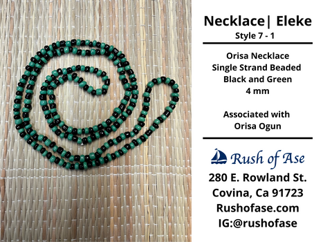 Necklaces | Eleke | Orisa Necklace - Single Strand Beaded Necklace - 4mm | Ogun - Style 7-1