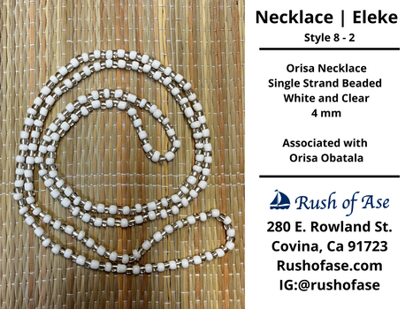 Necklaces | Eleke | Orisa Necklace - Single Strand Beaded Necklace - 4mm | Obatala - Style 8-2