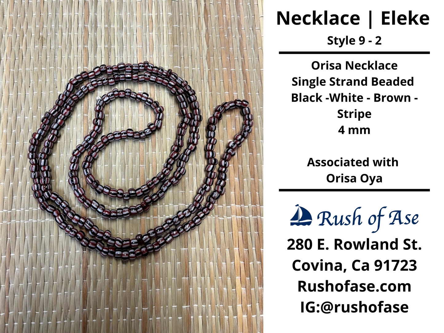Necklaces | Eleke | Orisa Necklace - Single Strand Beaded Necklace - 4mm | Oya - Style 9-2