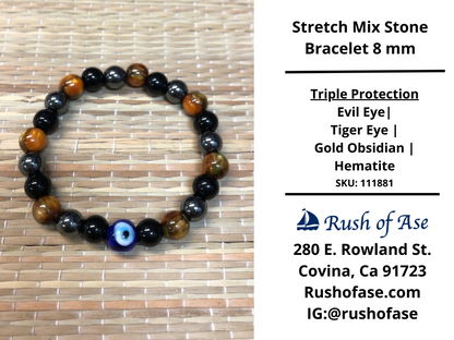 Stone Bracelet 8mm | Triple Protection Stone Bracelet