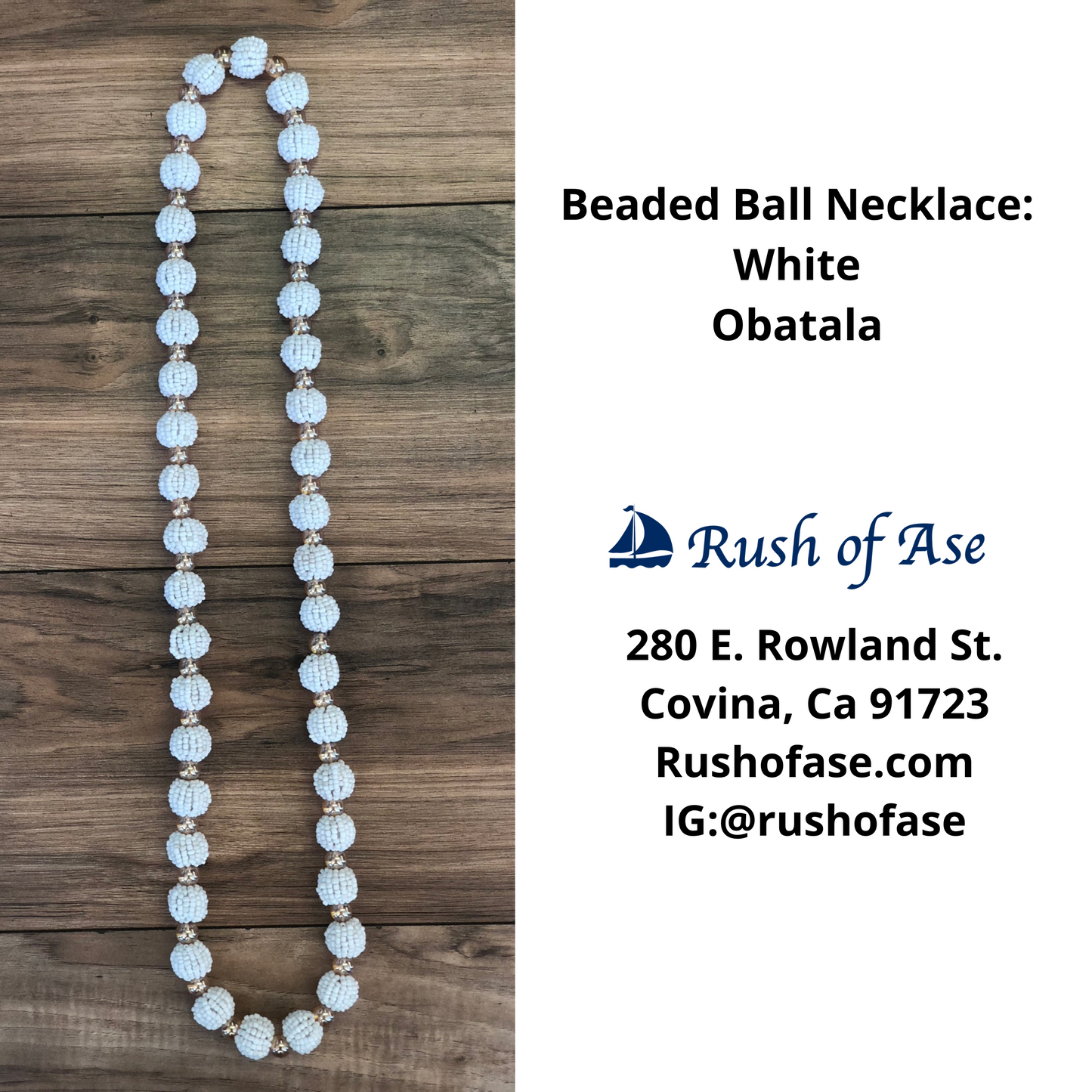 Necklaces | Orisa Beaded Ball Necklaces | Obatala - White [FREE SHIPPING USA]